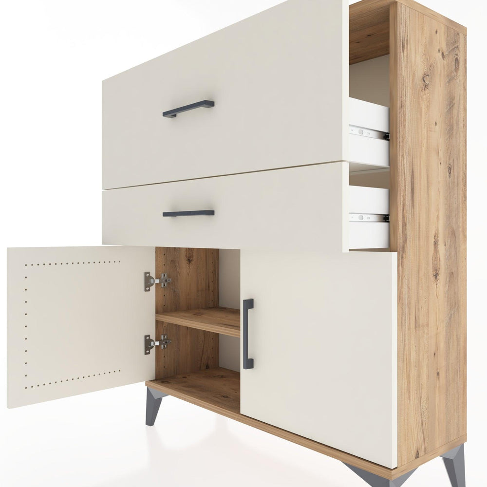 Woodntry Modüler Şifonyer Çam 88x30x94 cm Kapaklı ve Çekmeceli KC12-3