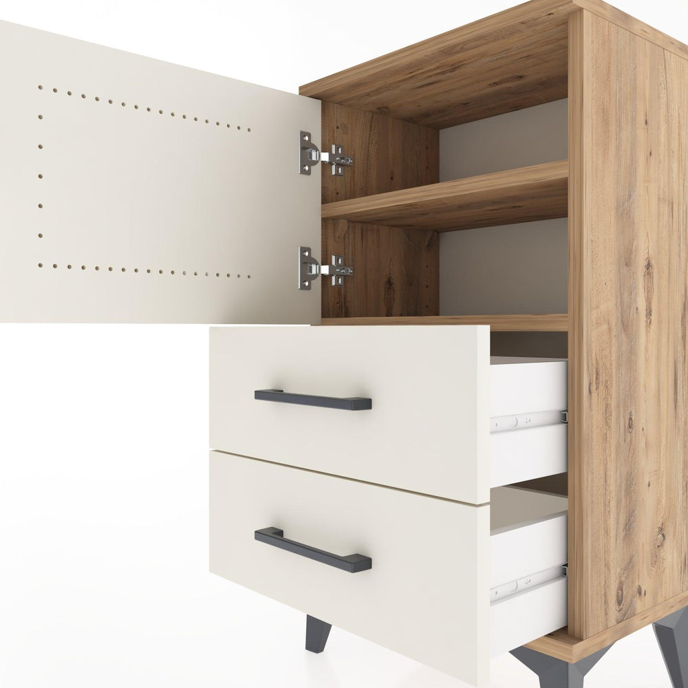 Woodntry Modüler Komodin Kapaklı 2 Çekmeceli 44x30x68 cm Çam - Woodntry