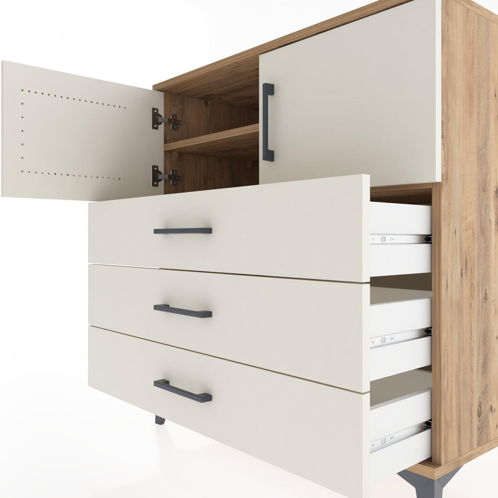 Woodntry Modüler Şifonyer Çam 88x44x84 cm Kapaklı ve Çekmeceli KC97-3