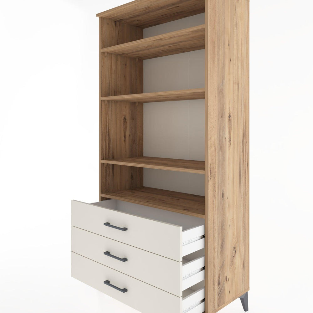 Woodntry Modüler Dolap Çam 88x44x170 cm Çekmeceli ve Raflı CR37-3
