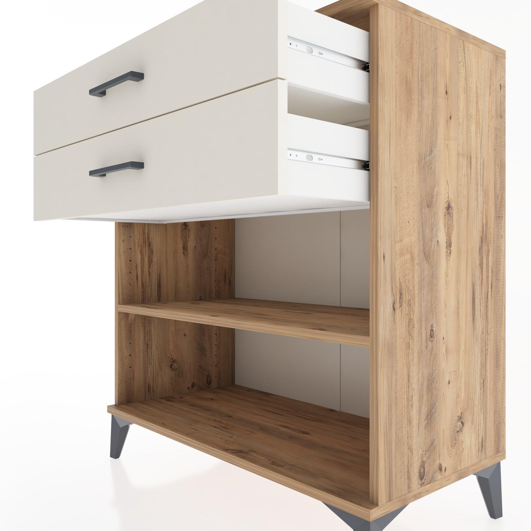 Woodntry Modüler Şifonyer Çam 88x44x84 cm Çekmeceli ve Raflı CR14-3