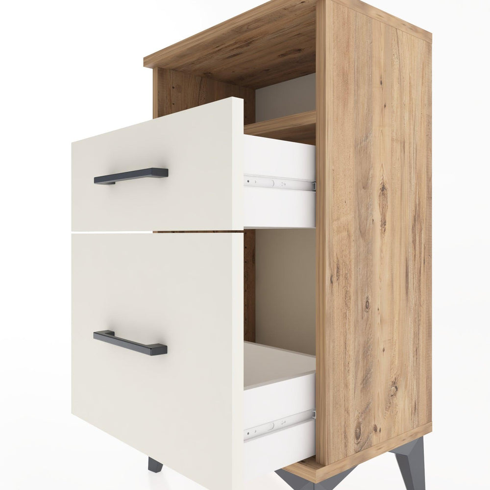 Woodntry Modüler Komodin 2 Çekmece ve Raflı V3 44x30x68 cm Çam - Woodntry