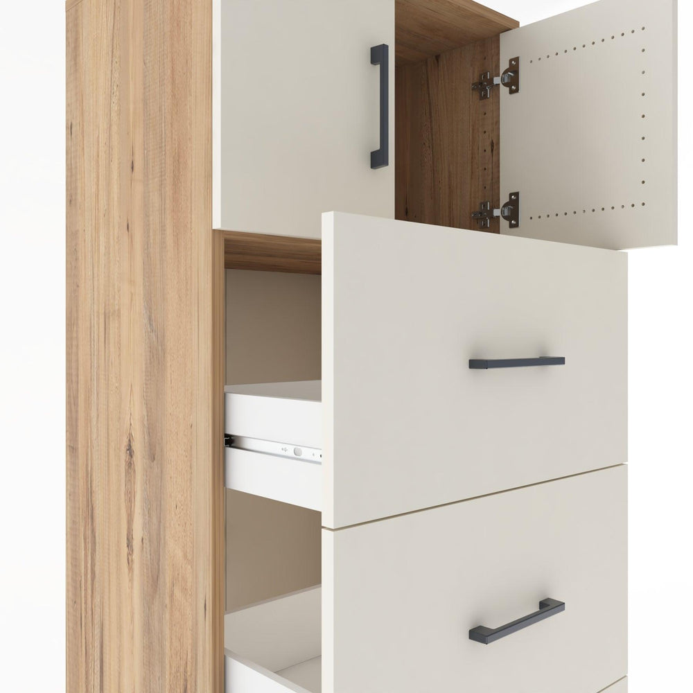 Woodntry Modüler Dolap Çam 60x44x170 cm Kapaklı ve Çekmeceli KC25-3