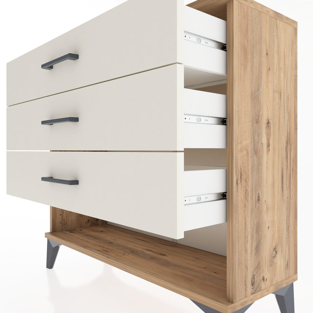 Woodntry Modüler Şifonyer Üç Çekmeceli V1 88x30x68 cm Çam - Woodntry