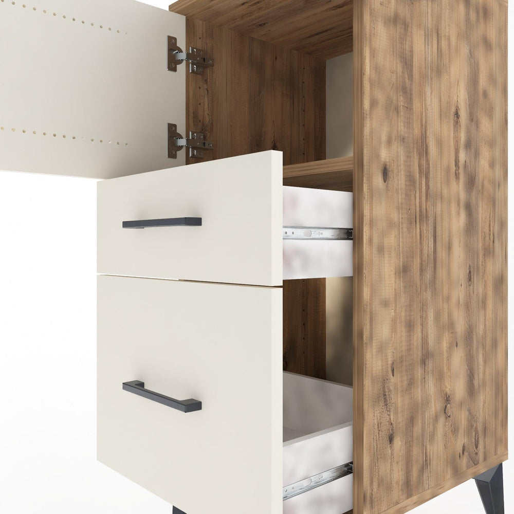 Woodntry Modular Nightstand Pine 44x44x84 cm with Cover and Drawer KC45-3