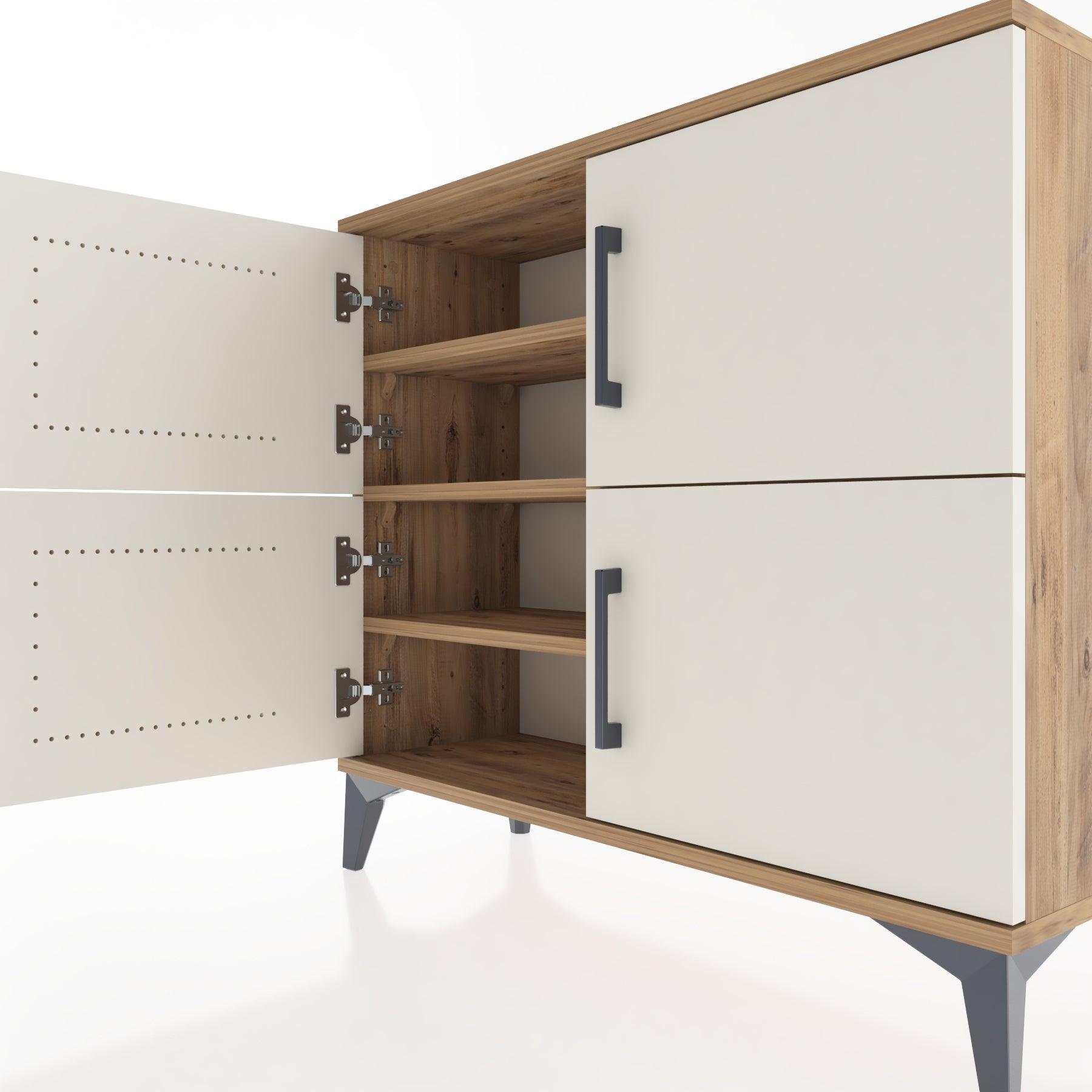 Woodntry Modüler Şifonyer Dört Kapaklı 88x30x68 cm Çam - Woodntry