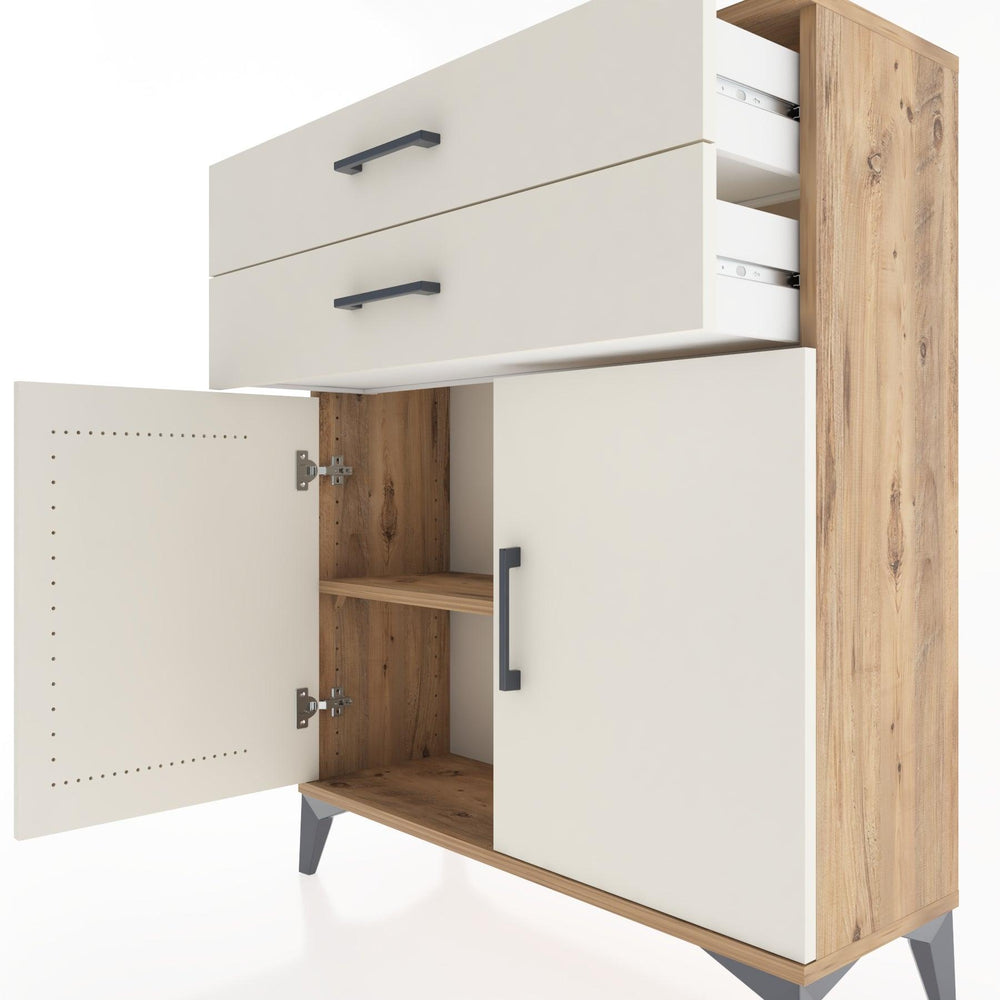 Woodntry Modüler Şifonyer Çam 88x30x94 cm Kapaklı ve Çekmeceli KC3-3