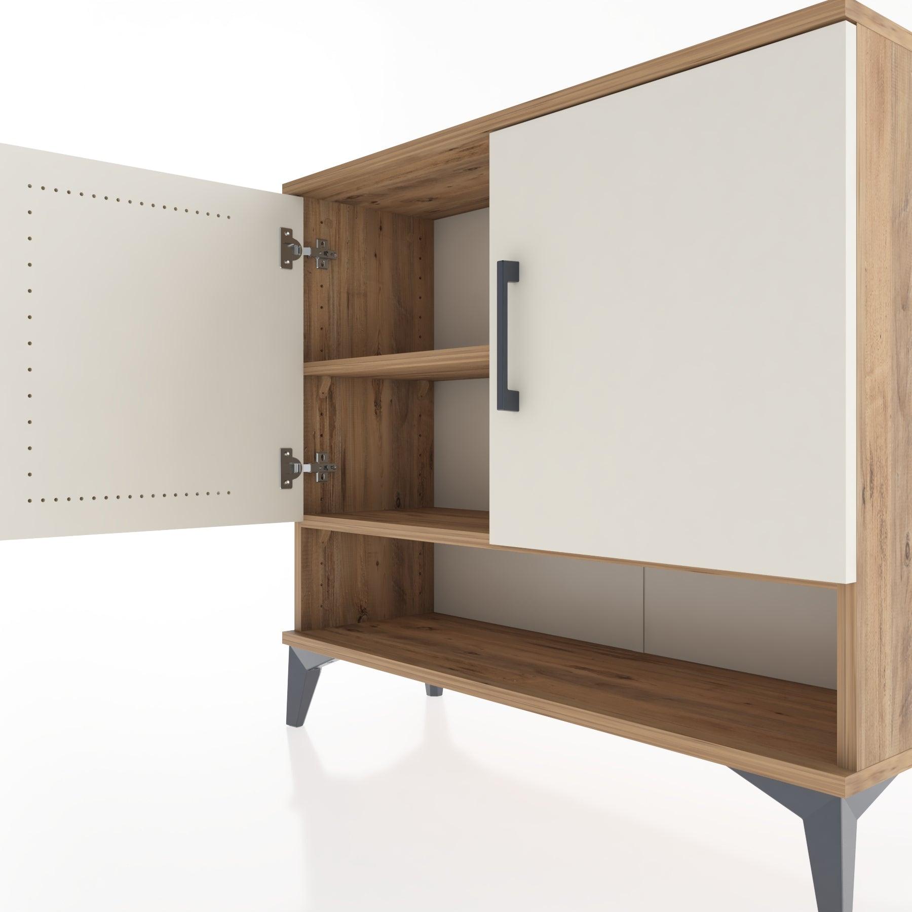 Woodntry Modüler Şifonyer İki Kapak ve Raflı V1 88x30x68 cm Çam - Woodntry