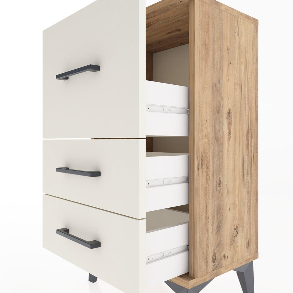 Woodntry Modüler Komodin Üç Çekmeceli V1 44x30x68 cm Çam - Woodntry