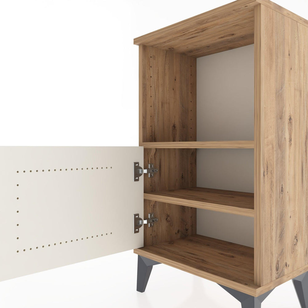 Woodntry Modüler Komodin Raf ve Tek Kapaklı V1 44x30x68 cm Çam - Woodntry