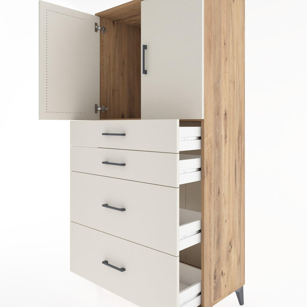 Woodntry Modular Cabinet Pine 88x44x170 cm with Doors and Drawers KC19-3