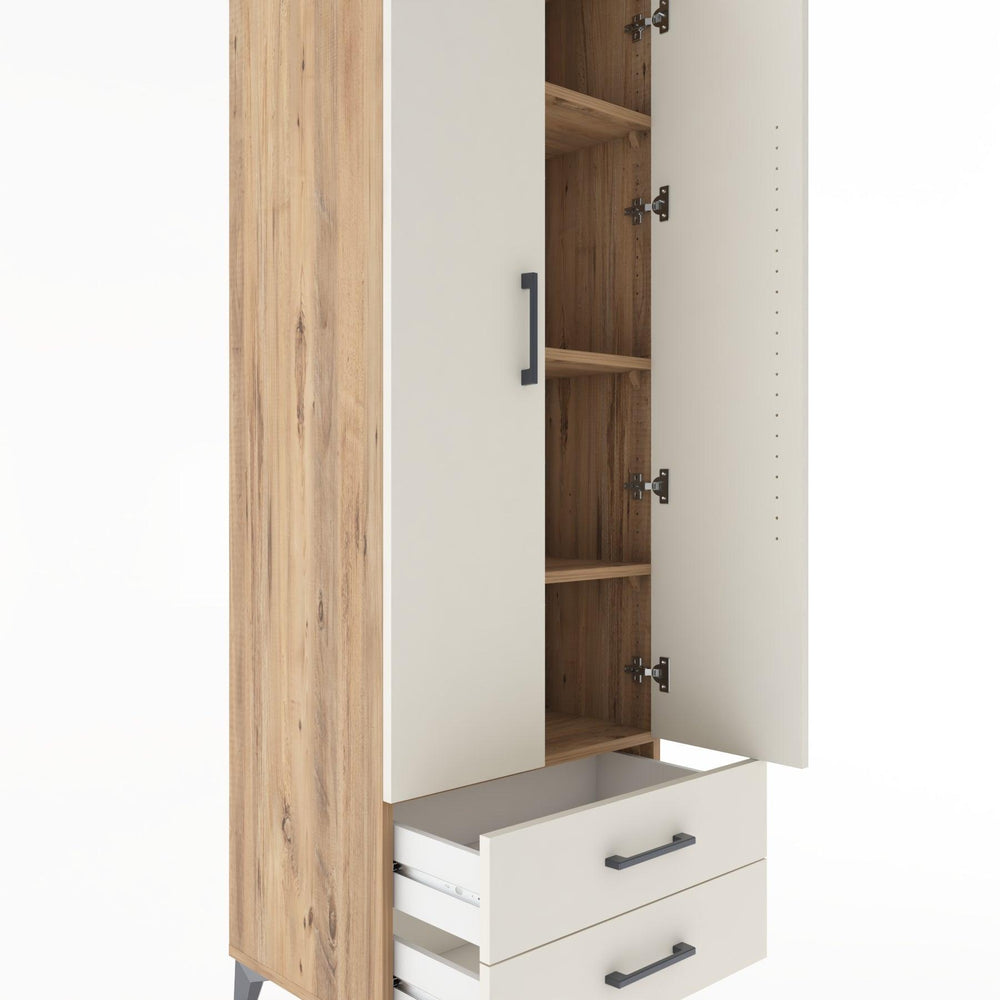 Woodntry Modüler Dolap Çam 60x44x170 cm Kapaklı ve Çekmeceli KC7-3