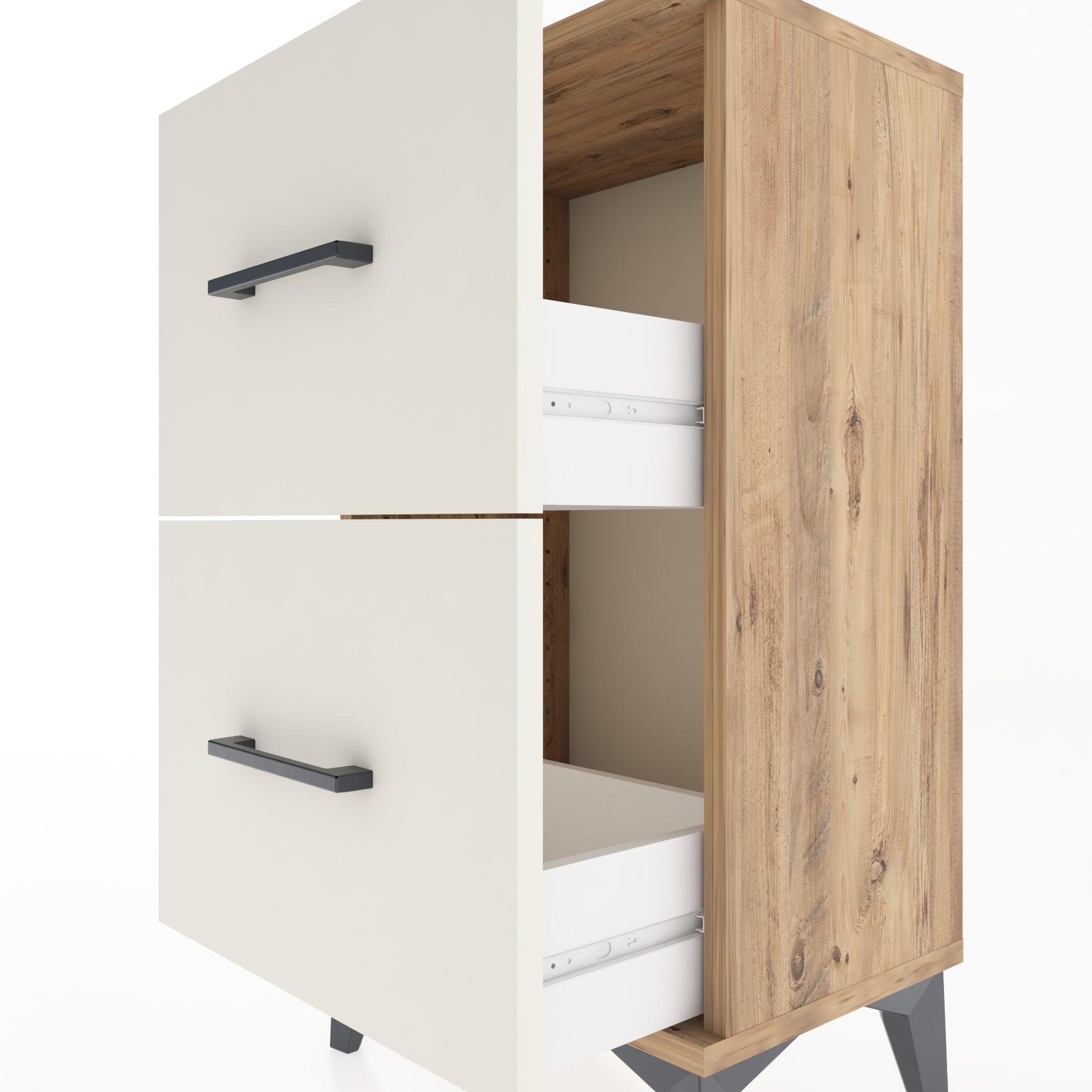 Woodntry Modüler Komodin İki Çekmeceli 44x30x68 cm Çam - Woodntry