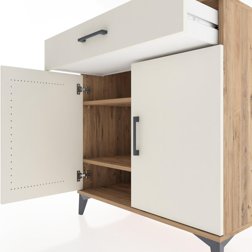 Woodntry Modüler Şifonyer Çam 88x44x84 cm Kapaklı ve Çekmeceli KC79-3