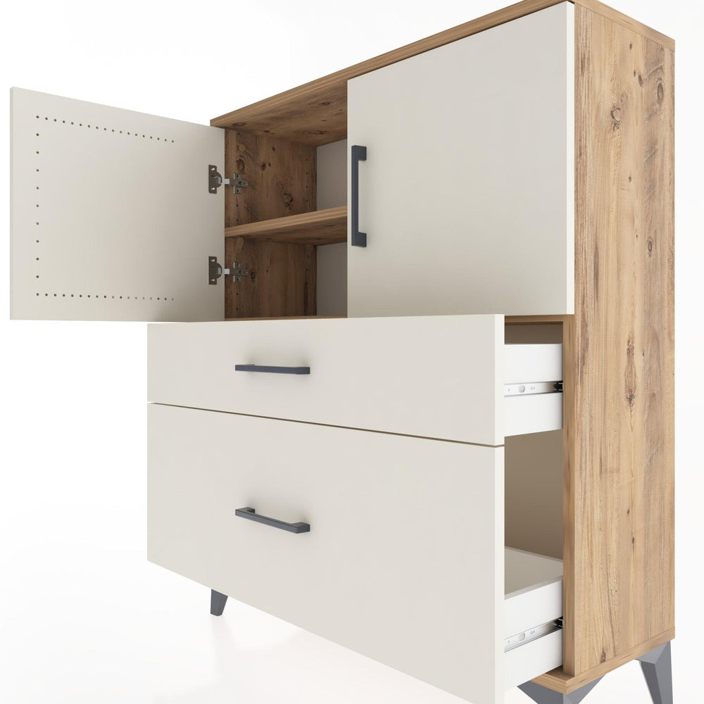 Woodntry Modüler Şifonyer Çam 88x30x94 cm Kapaklı ve Çekmeceli KC11-3