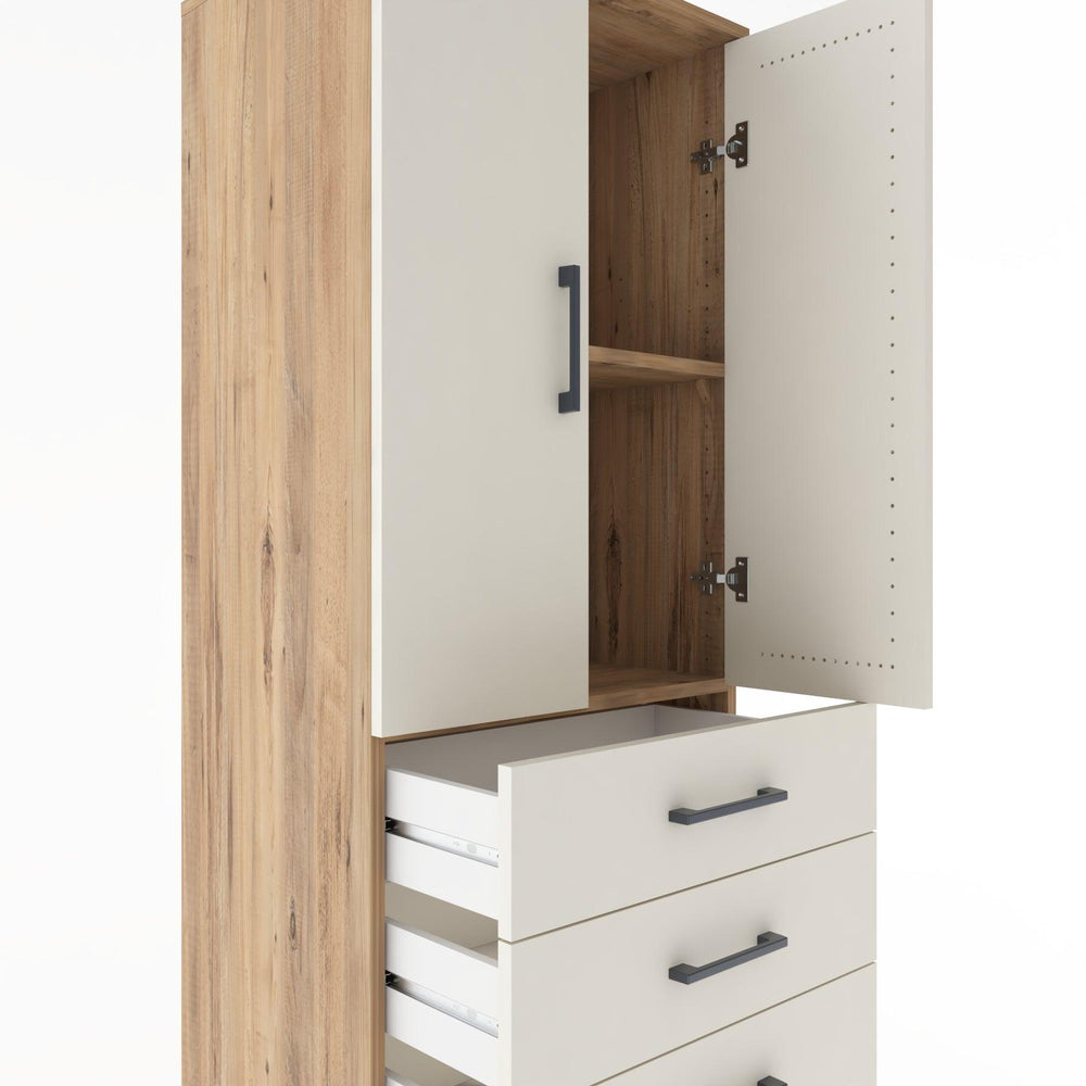 Woodntry Modüler Dolap Çam 60x44x170 cm Kapaklı ve Çekmeceli KC13-3