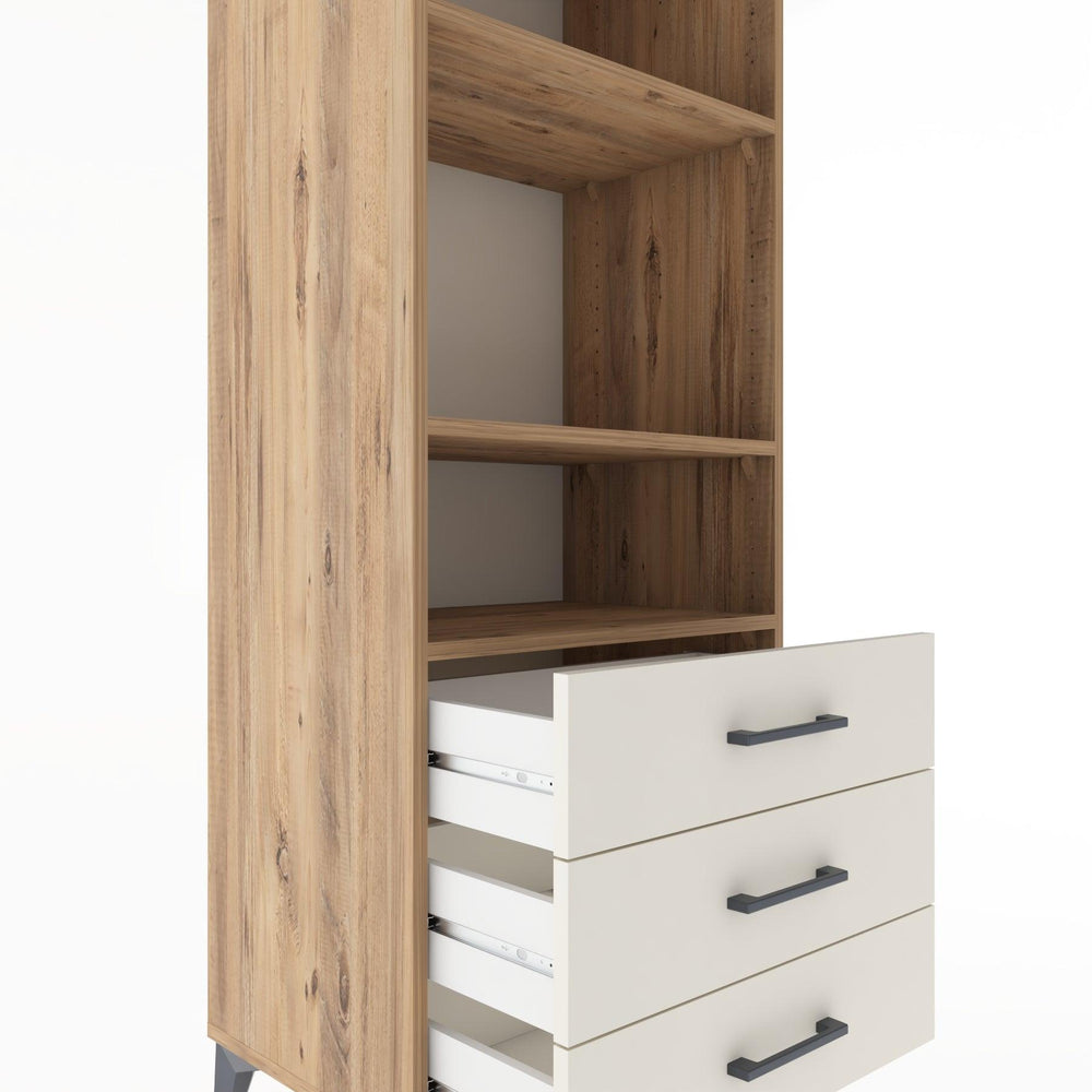 Woodntry Modüler Dolap Çam 60x44x170 cm Çekmeceli ve Raflı CR37-3