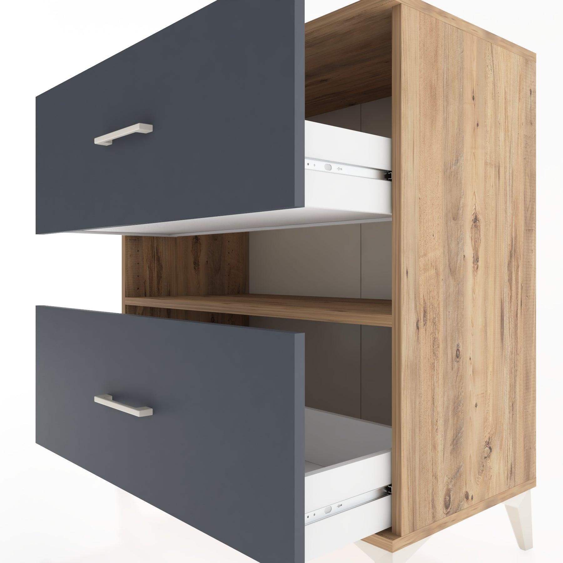 Woodntry Modüler Şifonyer Çam 88x44x84 cm Çekmeceli ve Raflı CR2-3