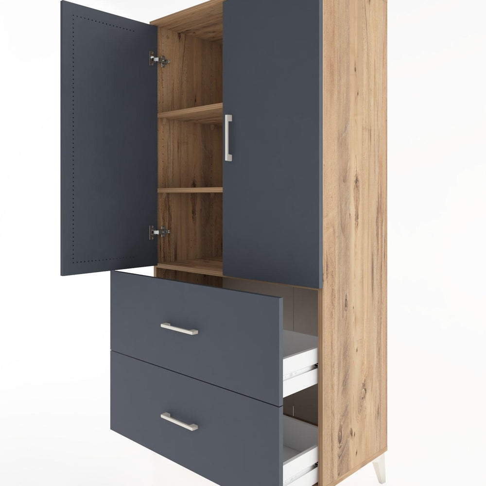 Woodntry Modular Cabinet Pine 88x44x170 cm with Doors and Drawers KC21-3