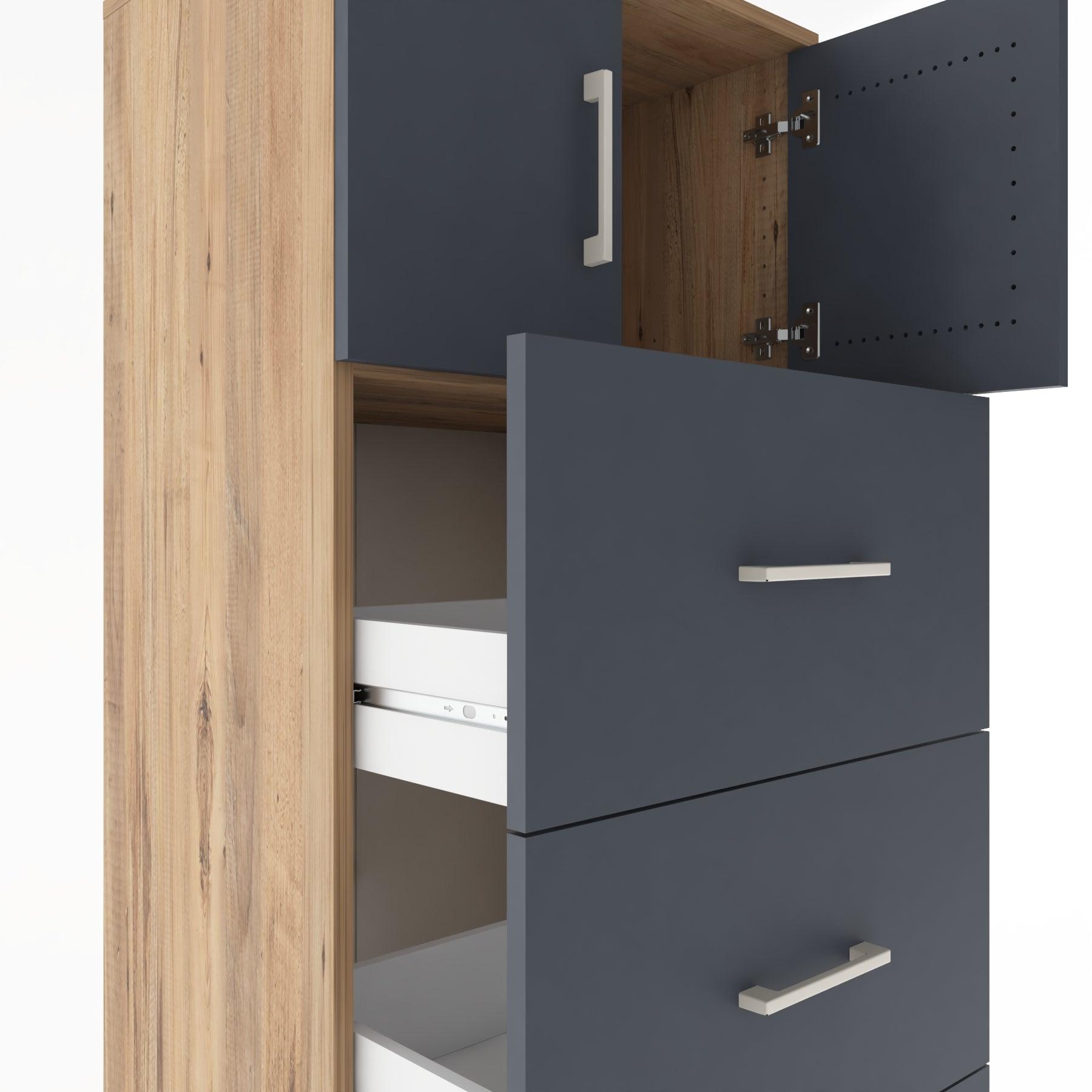 Woodntry Modular Cabinet Pine 60x44x170 cm with Doors and Drawers KC25-3