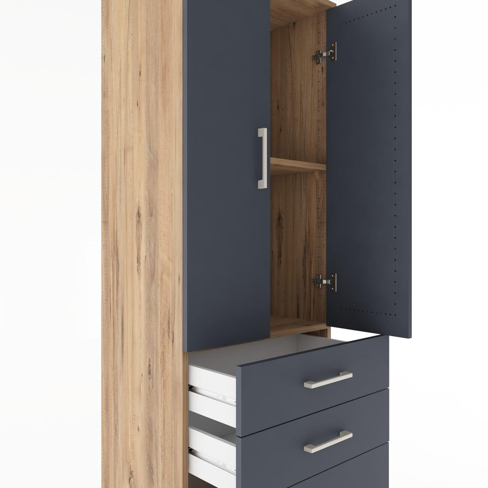 Woodntry Modüler Dolap Çam 60x44x170 cm Kapaklı ve Çekmeceli KC14-3