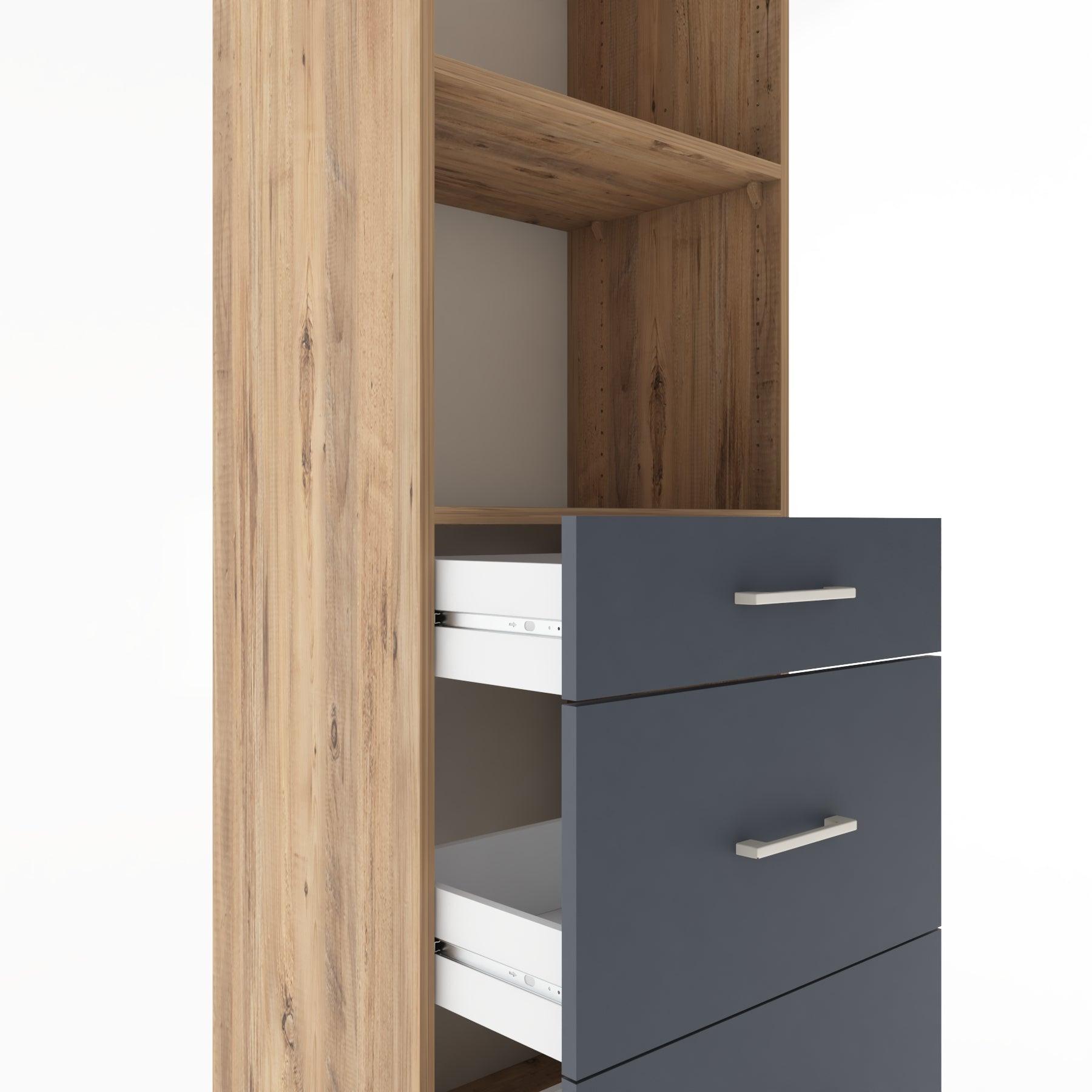 Woodntry Modüler Dolap Çam 60x44x170 cm Çekmeceli ve Raflı CR47-3