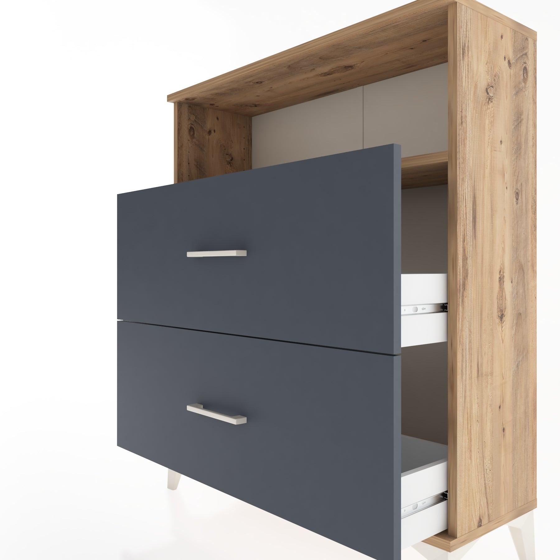 Woodntry Modular Dresser Pine 88x30x94 cm with Drawers and Shelves CR14-3