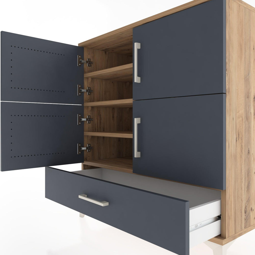 Woodntry Modüler Şifonyer Çam 88x44x84 cm Kapaklı ve Çekmeceli KC91-3