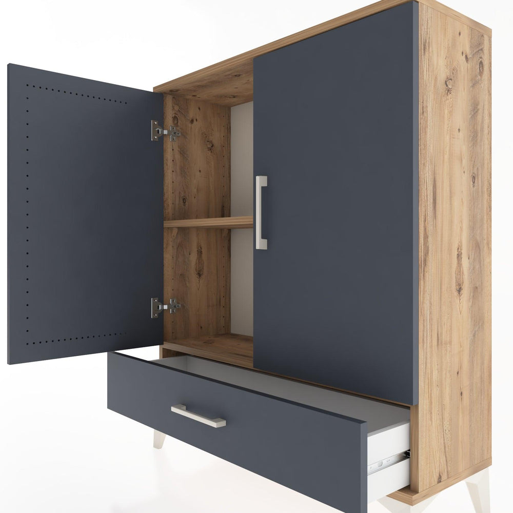 Woodntry Modüler Şifonyer Çam 88x30x94 cm Kapaklı ve Çekmeceli KC2-3