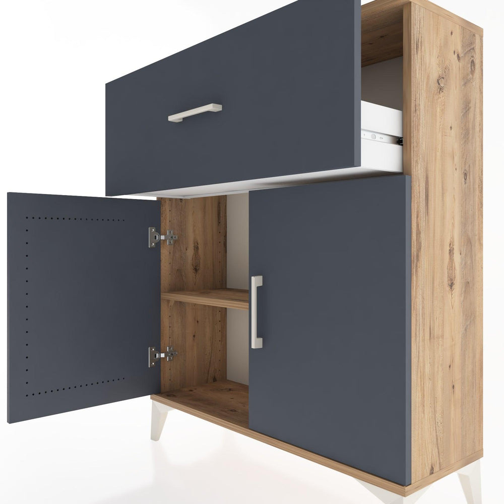 Woodntry Modüler Şifonyer Çam 88x30x94 cm Kapaklı ve Çekmeceli KC9-3