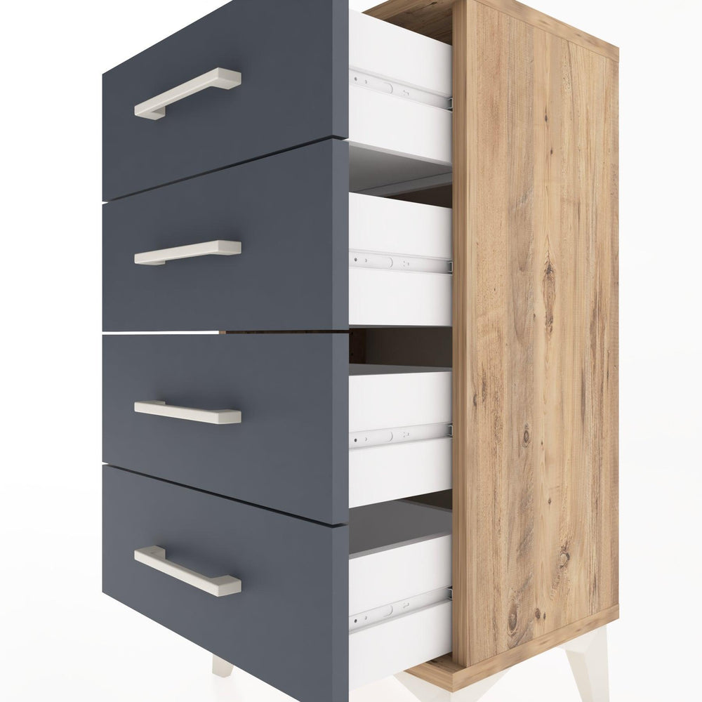 Woodntry Modüler Komodin 4 Çekmeceli 44x30x68 cm Çam - Woodntry