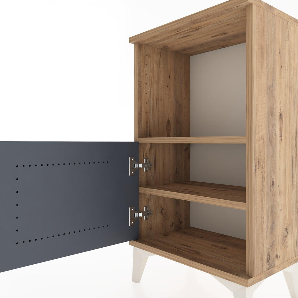 Woodntry Modüler Komodin Raf ve Tek Kapaklı V1 44x30x68 cm Çam - Woodntry