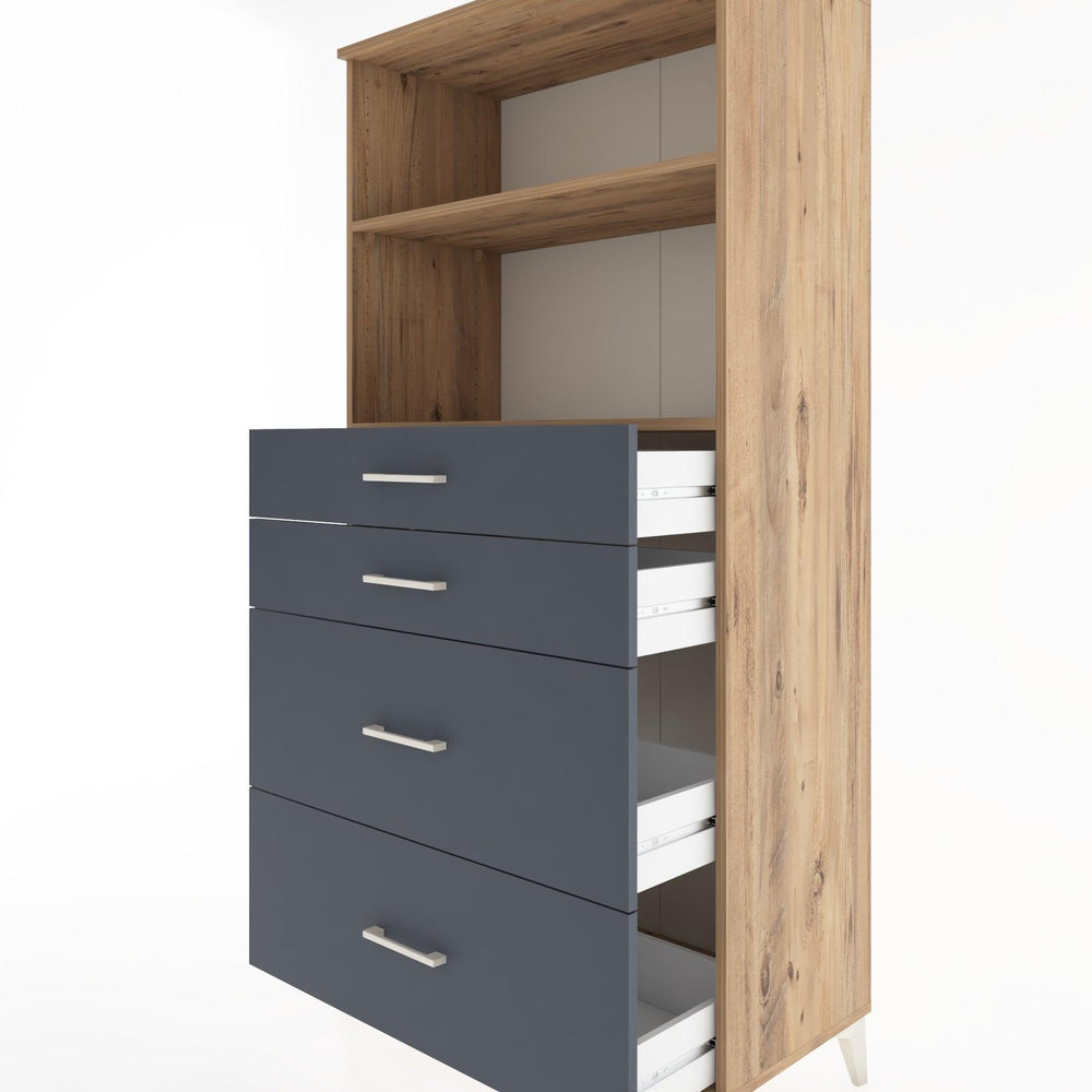 Woodntry Modüler Dolap Çam 88x44x170 cm Çekmeceli ve Raflı CR47-3