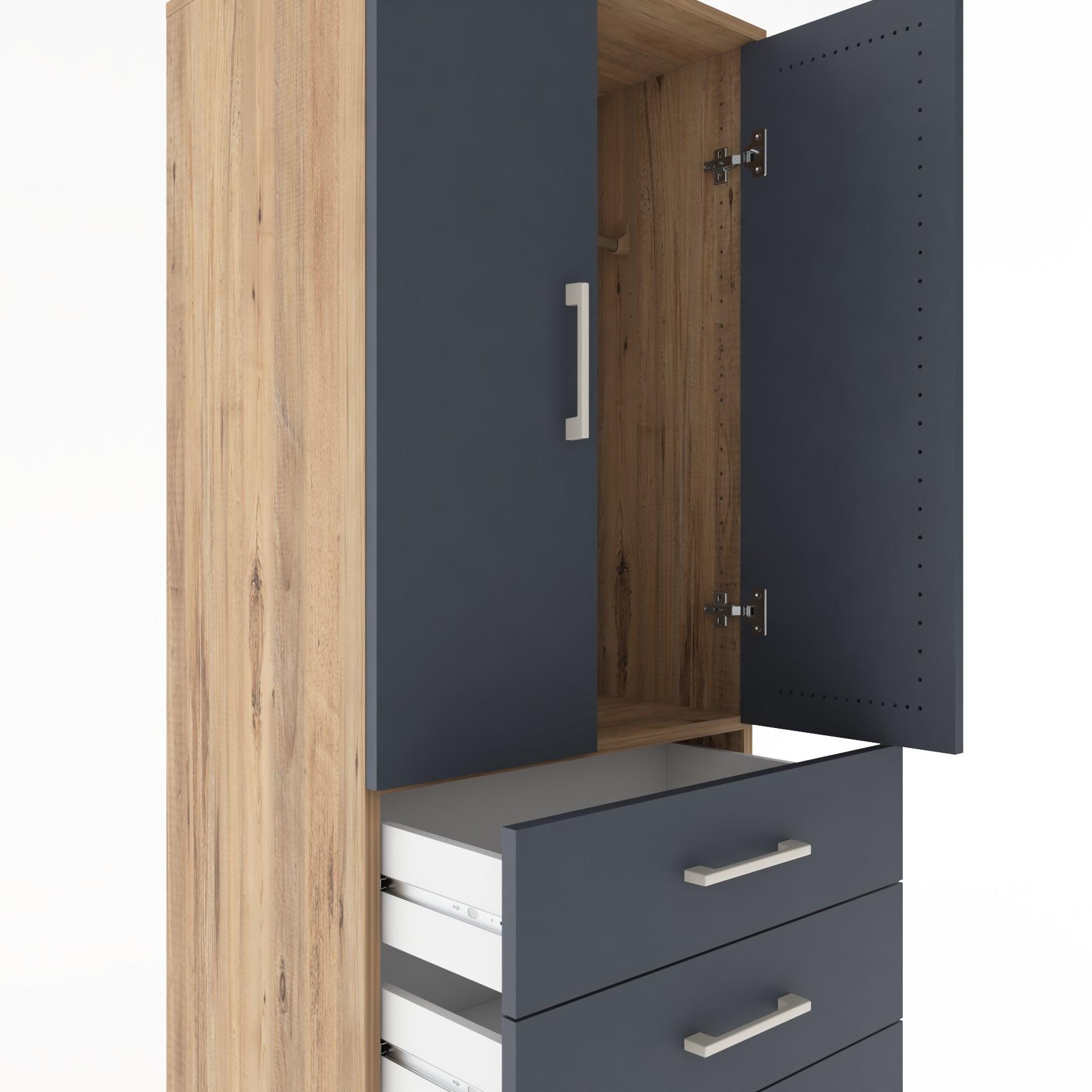 Woodntry Modular Cabinet Pine 60x44x170 cm with Doors and Drawers KC26-3
