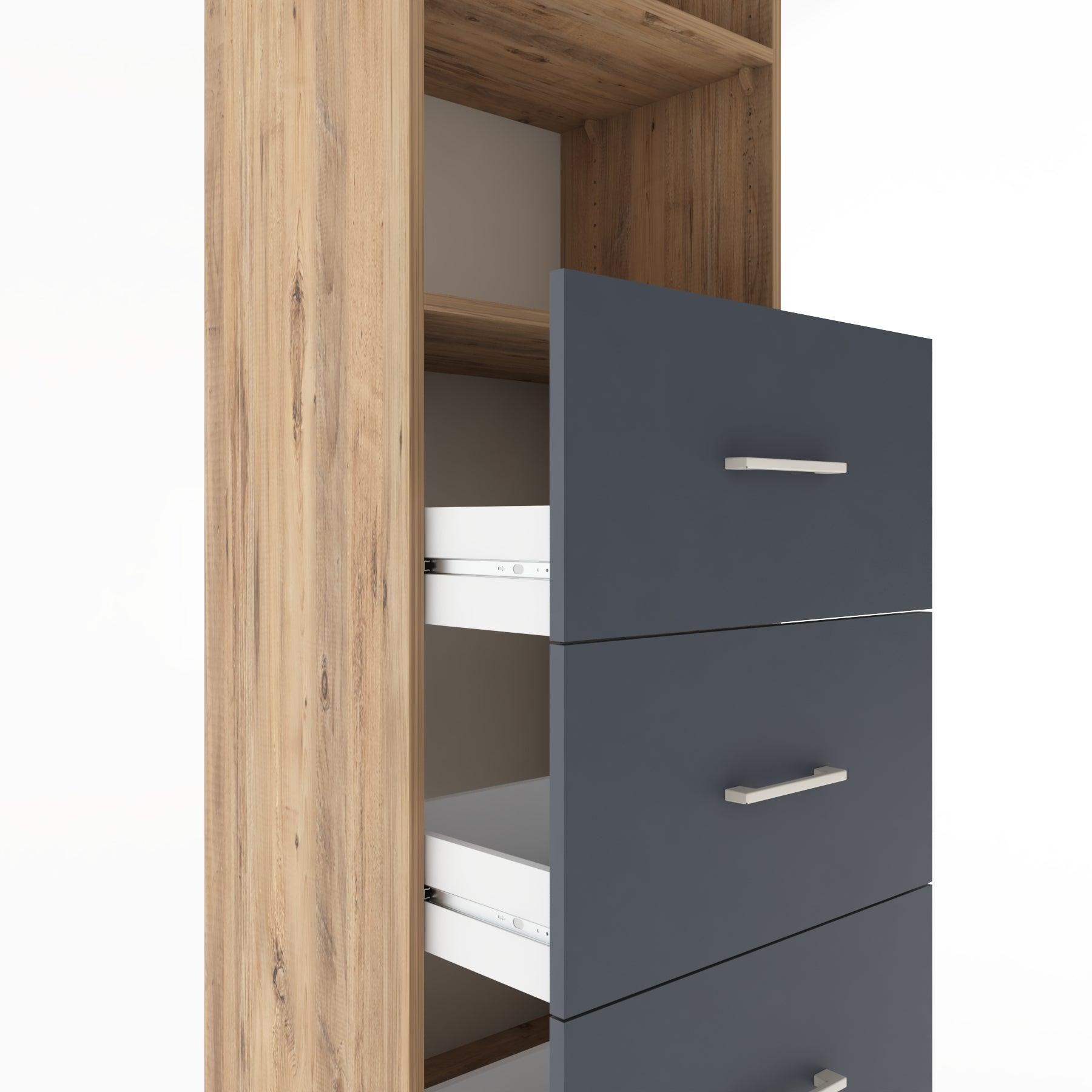 Woodntry Modüler Dolap Çam 60x44x170 cm Çekmeceli ve Raflı CR51-3