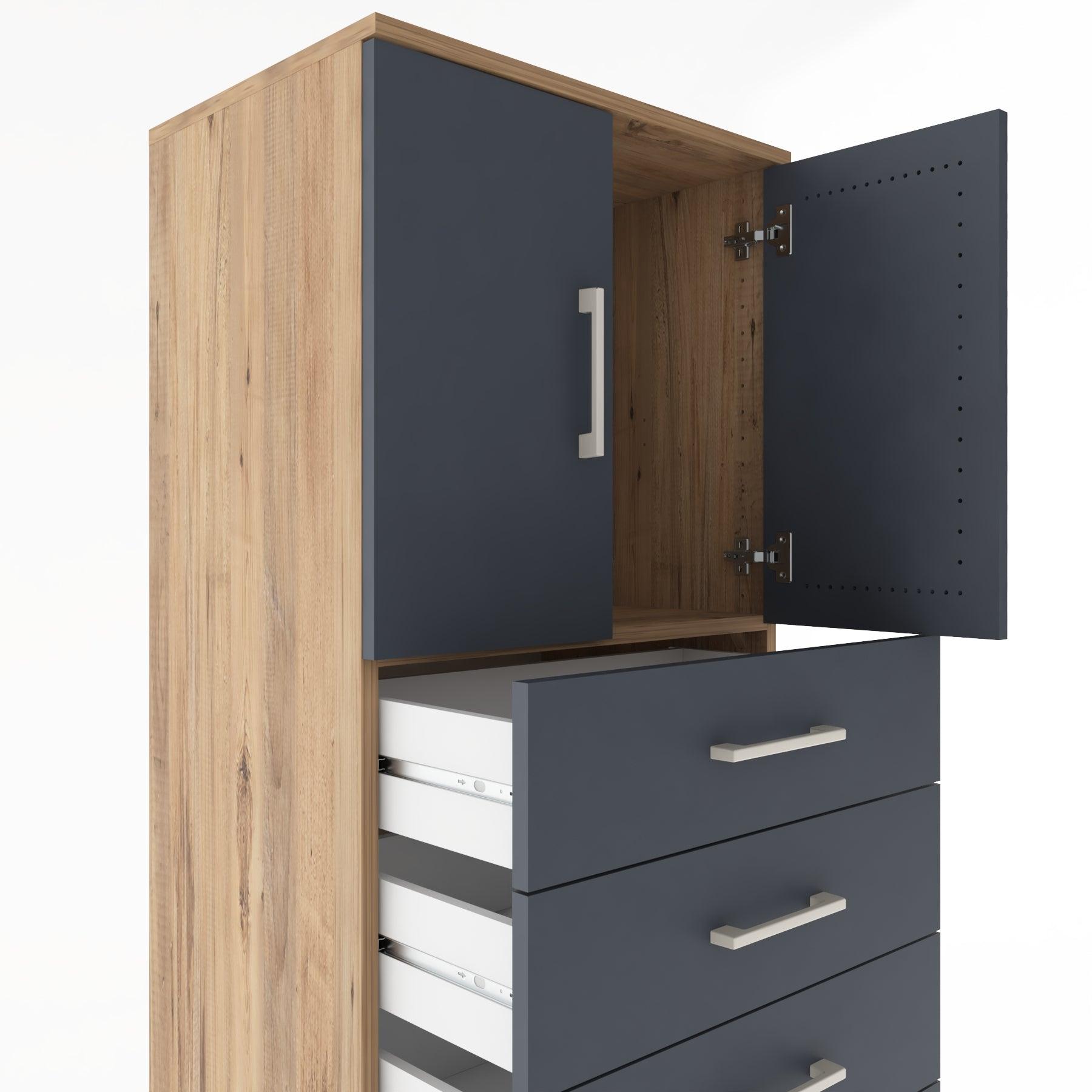 Woodntry Modüler Dolap Çam 60x44x170 cm Kapaklı ve Çekmeceli KC2-3