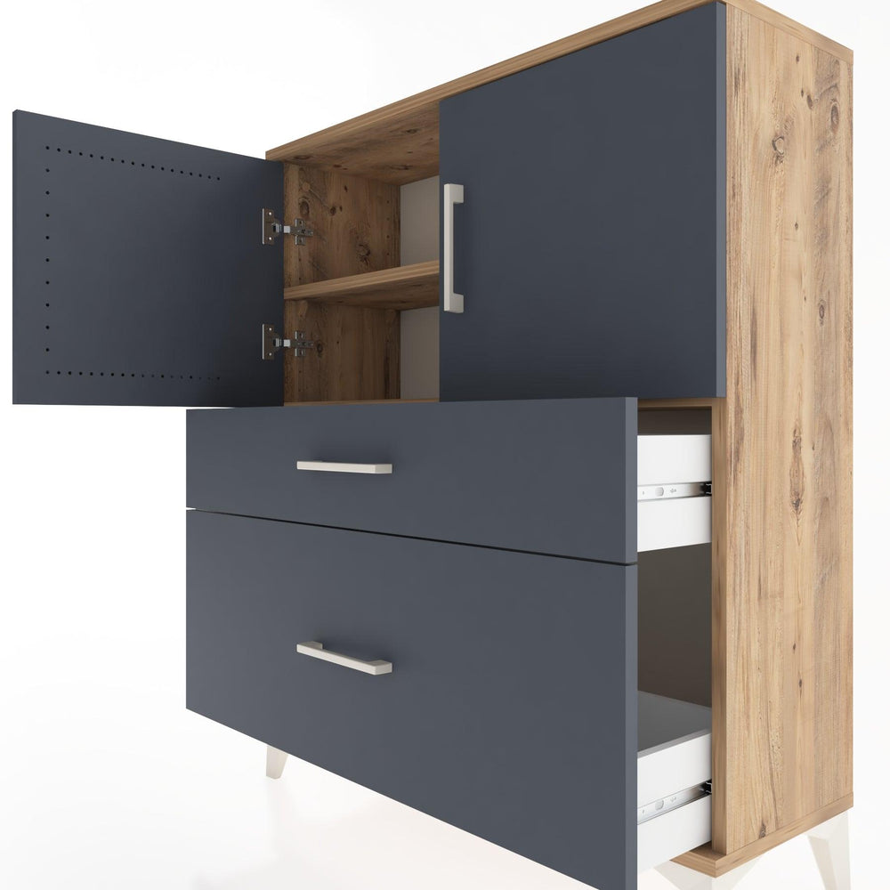 Woodntry Modüler Şifonyer Çam 88x30x94 cm Kapaklı ve Çekmeceli KC11-3