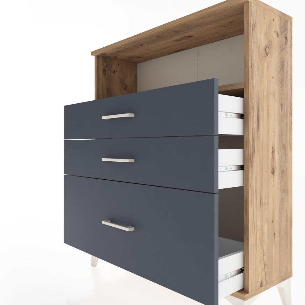 Woodntry Modüler Şifonyer Çam 88x30x94 cm Çekmeceli ve Raflı CR13-3