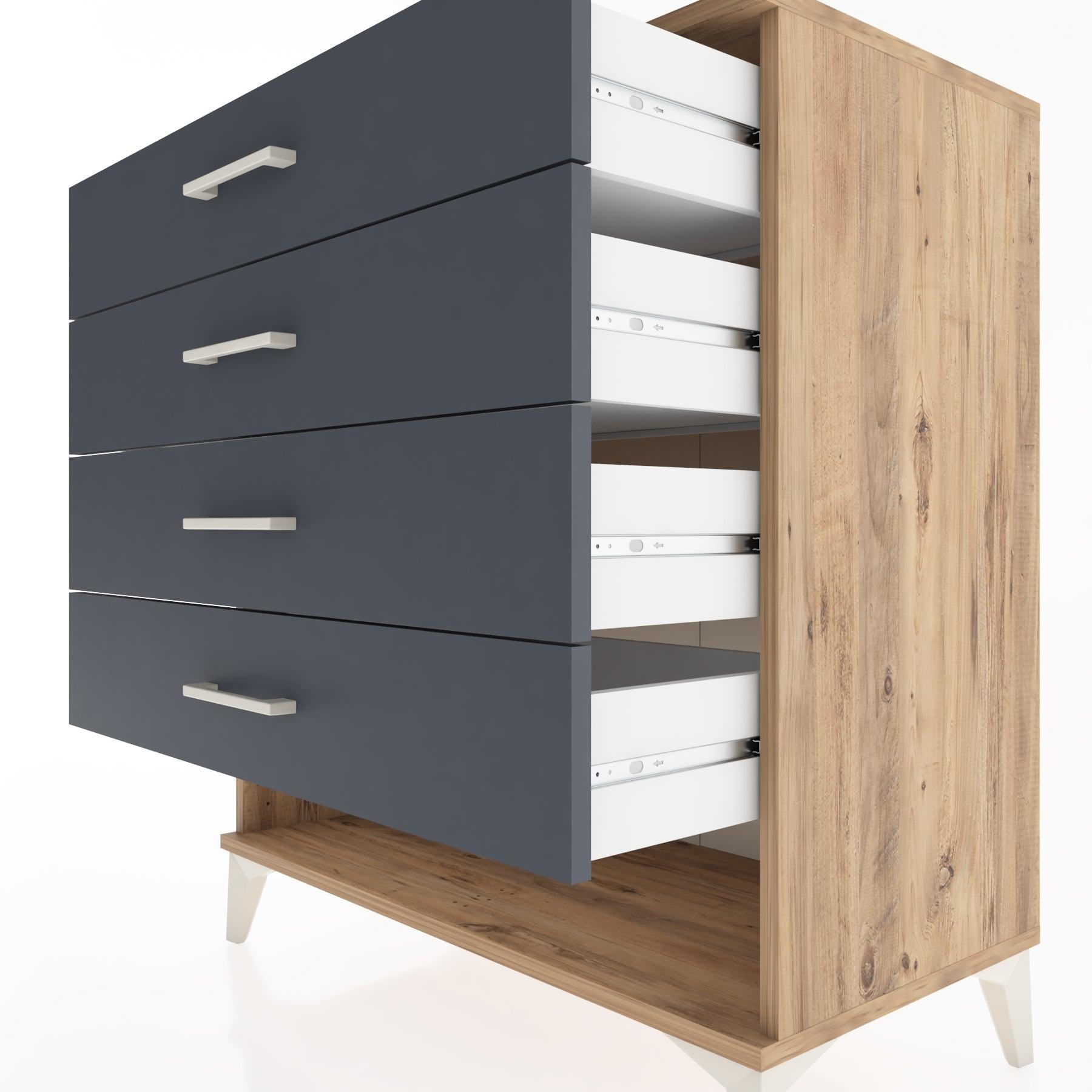 Woodntry Modüler Şifonyer Çam 88x44x84 cm Çekmeceli ve Raflı CR10-3