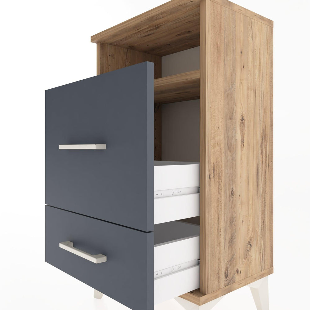 Woodntry Modüler Komodin 2 Çekmece ve Raflı V4 44x30x68 cm Çam - Woodntry