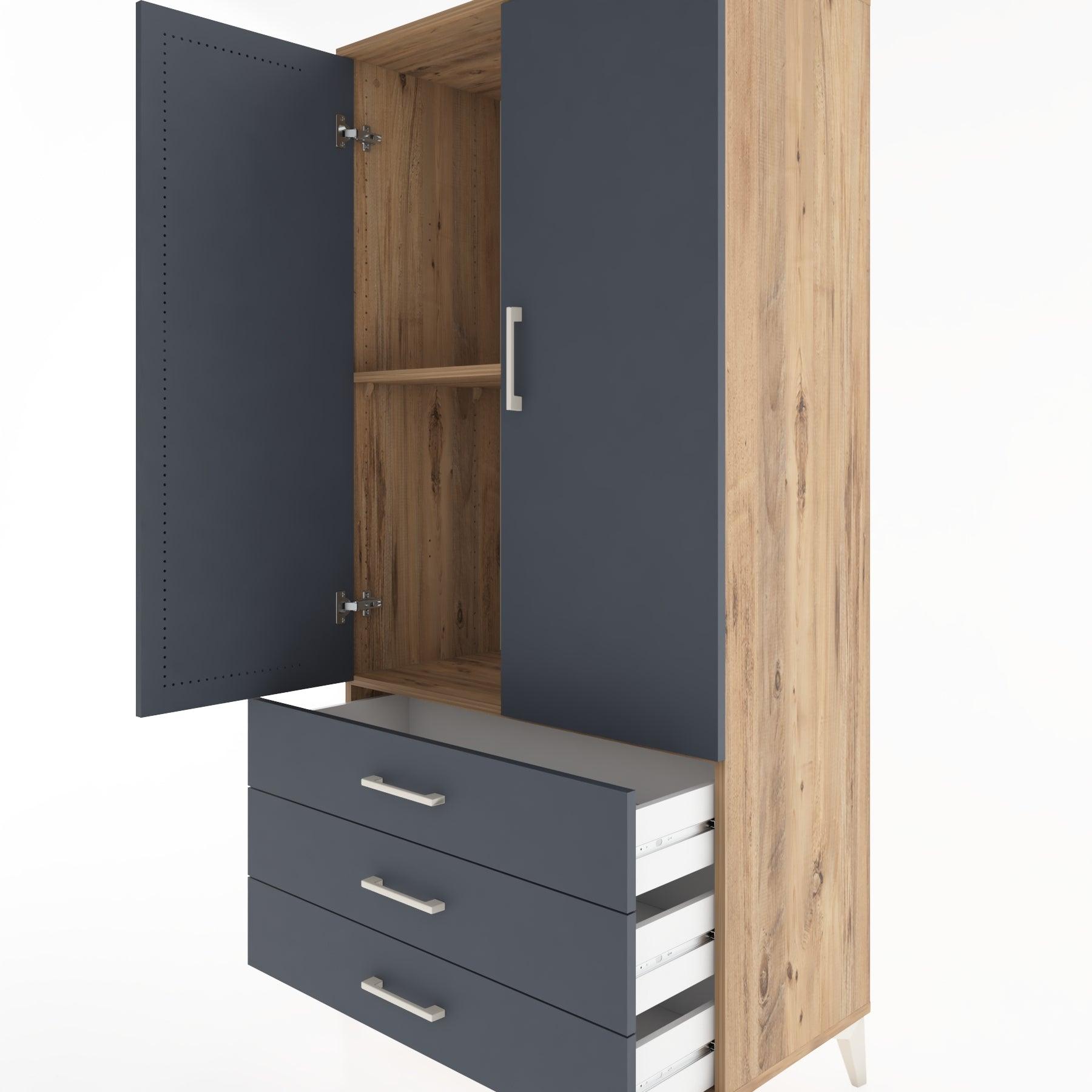 Woodntry Modular Cabinet Pine 88x44x170 cm with Doors and Drawers KC6-3