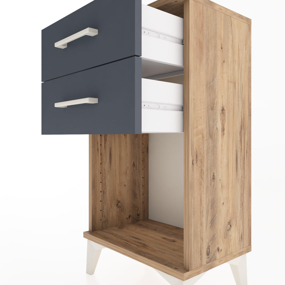 Woodntry Modüler Komodin 2 Çekmece ve Raflı V1 44x30x68 cm Çam - Woodntry