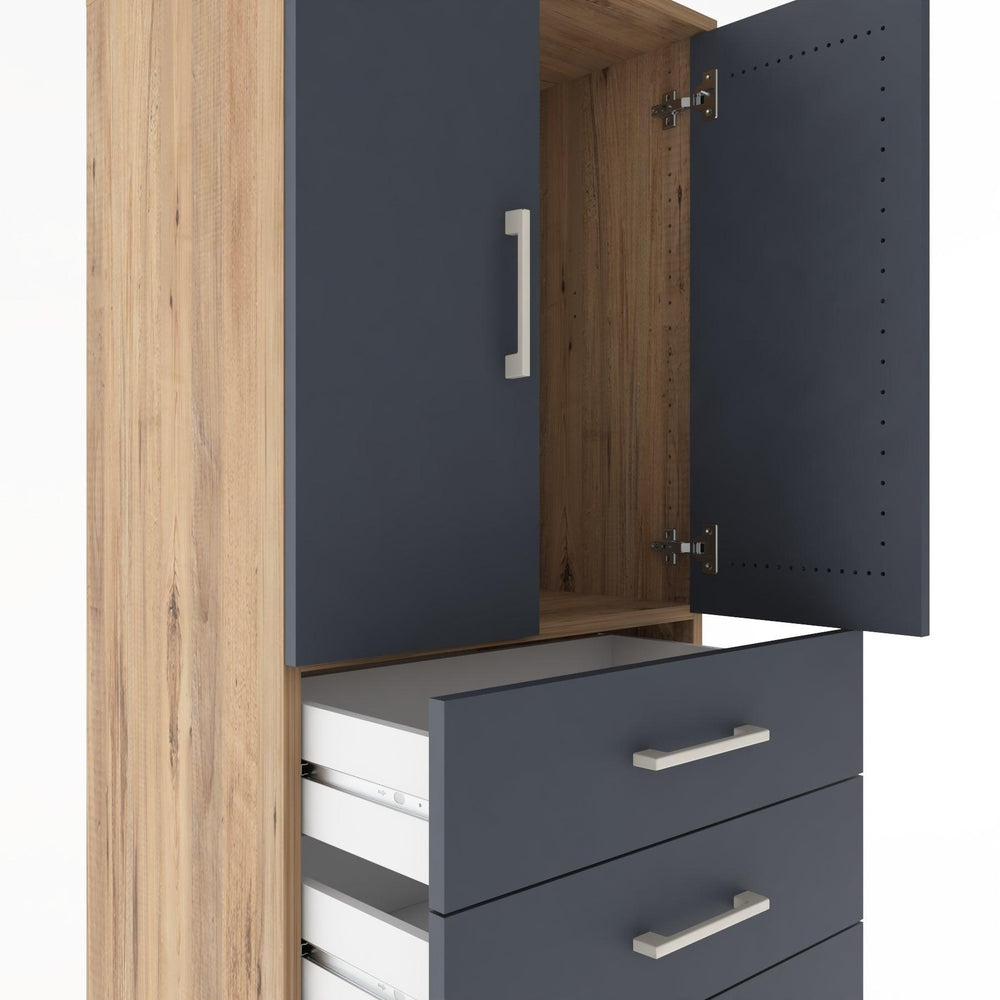 Woodntry Modüler Dolap Çam 60x44x170 cm Kapaklı ve Çekmeceli KC12-3