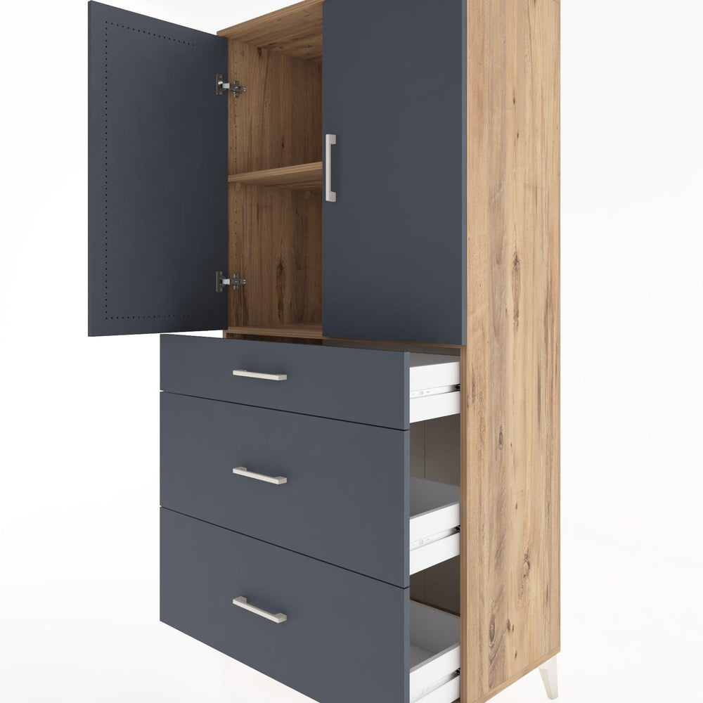 Woodntry Modular Cabinet Pine 88x44x170 cm with Doors and Drawers KC20-3