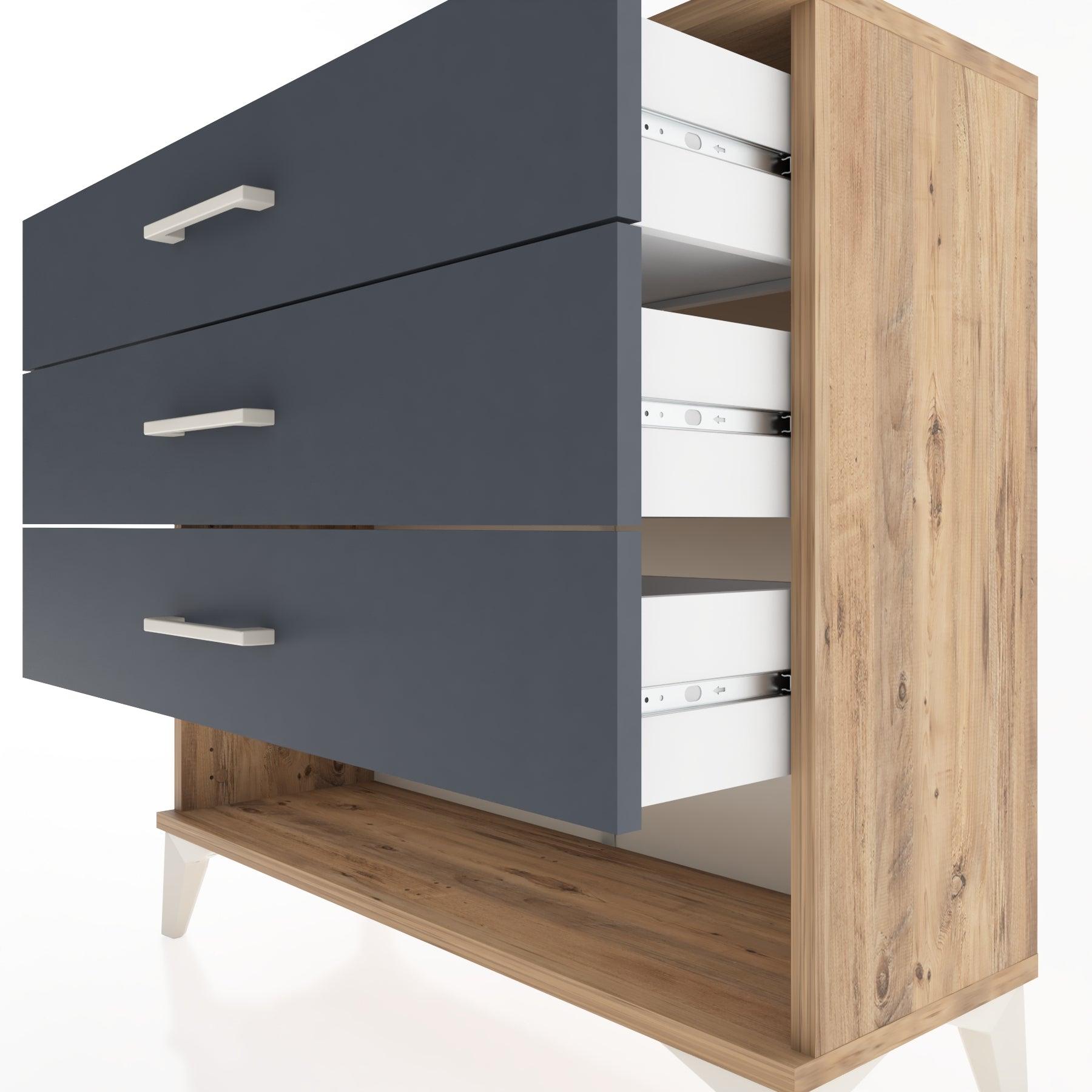 Woodntry Modüler Şifonyer Üç Çekmeceli V1 88x30x68 cm Çam - Woodntry