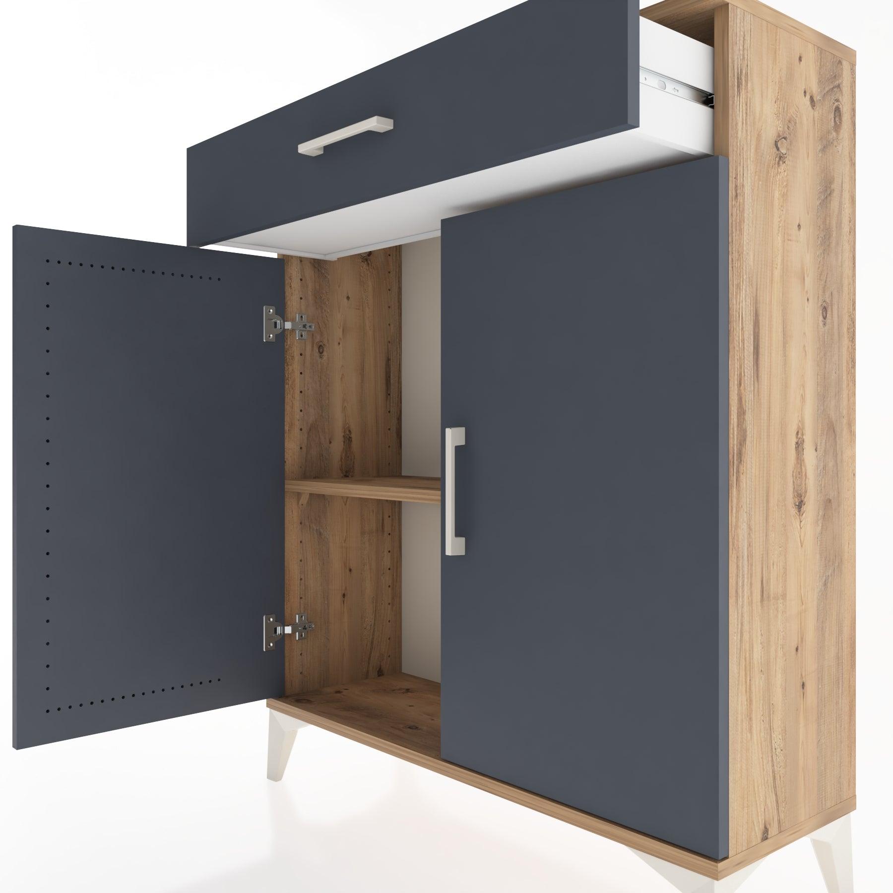 Woodntry Modüler Şifonyer Çam 88x30x94 cm Kapaklı ve Çekmeceli KC1-3