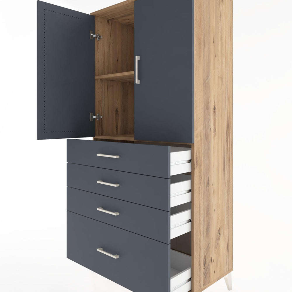 Woodntry Modular Cabinet Pine 88x44x170 cm with Doors and Drawers KC13-3