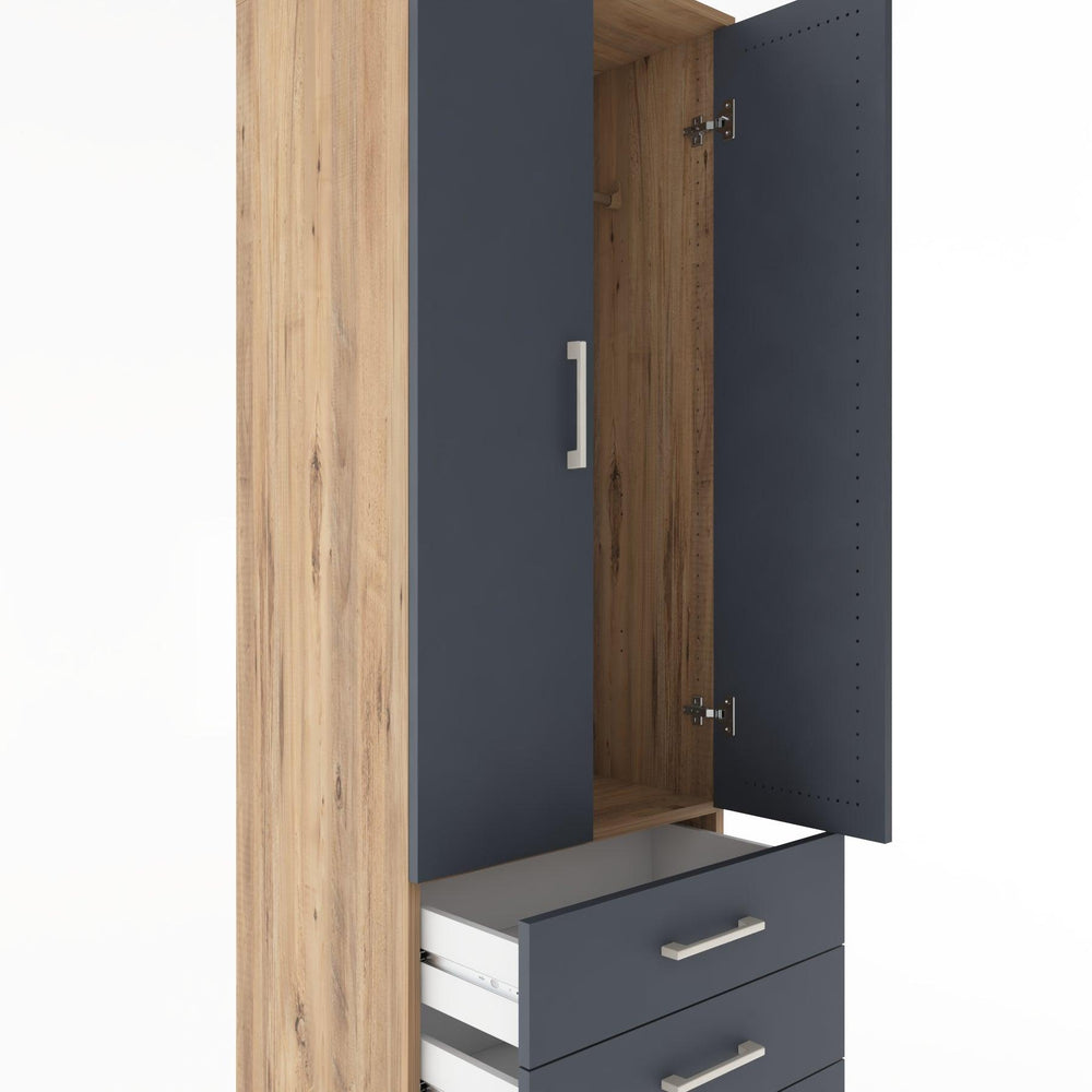 Woodntry Modüler Dolap Çam 60x44x170 cm Kapaklı ve Çekmeceli KC28-3