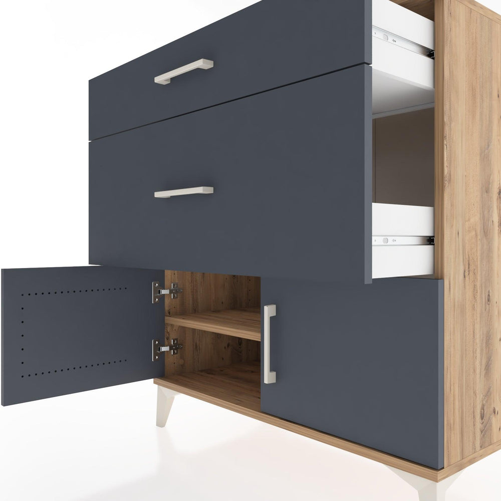 Woodntry Modüler Şifonyer Çam 88x44x84 cm Kapaklı ve Çekmeceli KC115-3