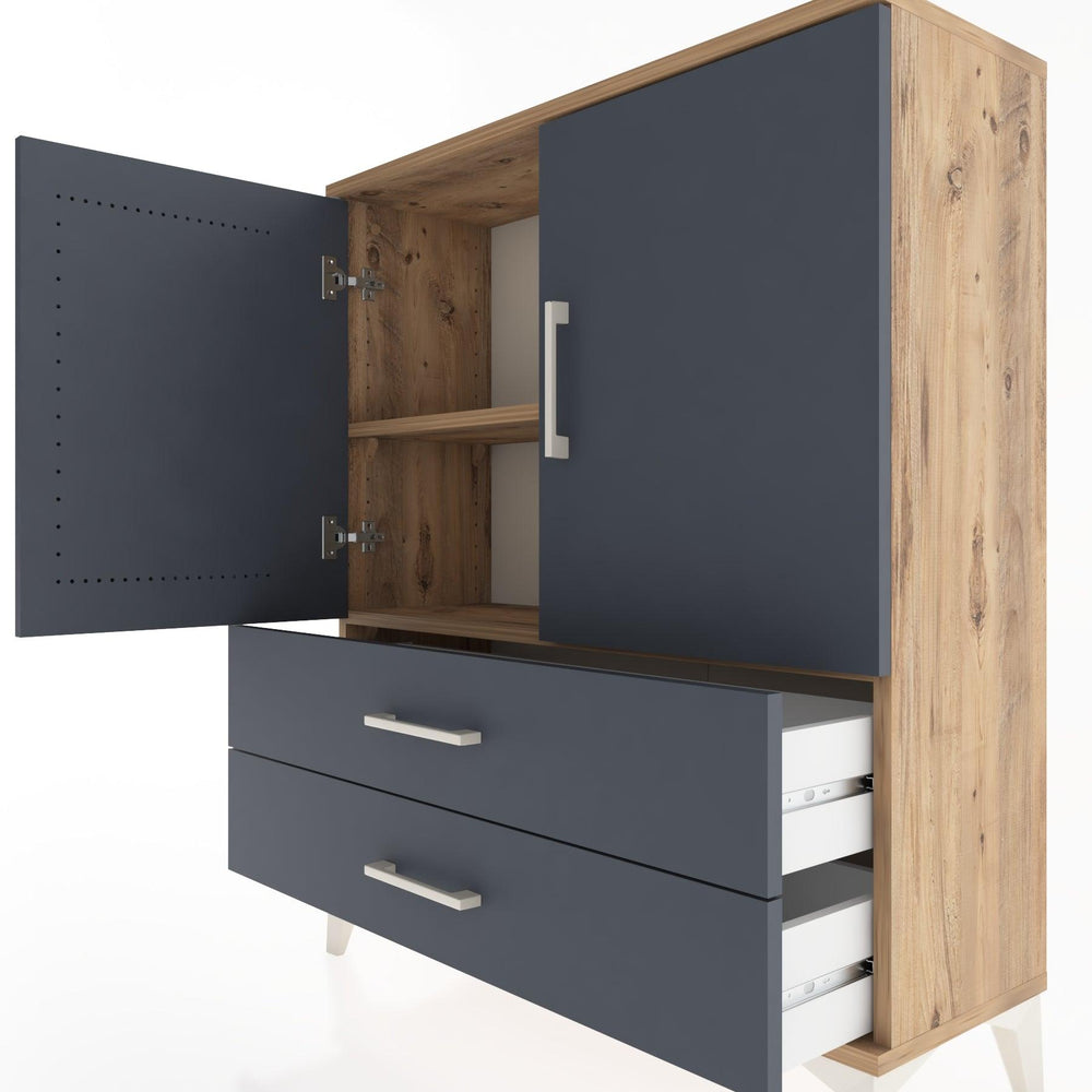 Woodntry Modüler Şifonyer Çam 88x30x94 cm Kapaklı ve Çekmeceli KC6-3